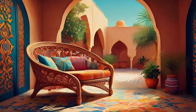 moroccan courtyard chair generative ai
