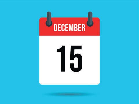 December 15th Calendar Icon on Blue Backdrop. Reminder or Save the Date Design