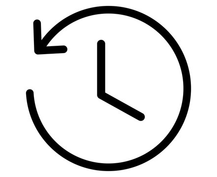 Clock icon with a circular arrow indicating history or rewind isolated on white background