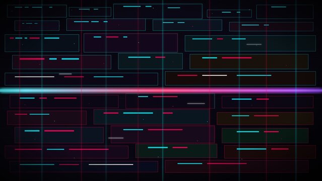 Neon Digital Glitch Background with Cybernetic Circuit Patterns