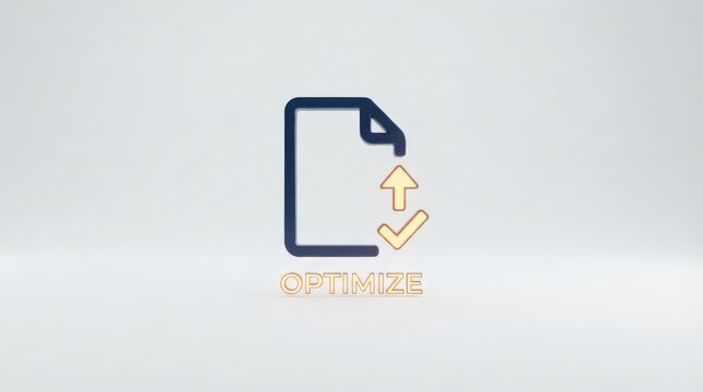 Document optimization icon with arrow and check mark