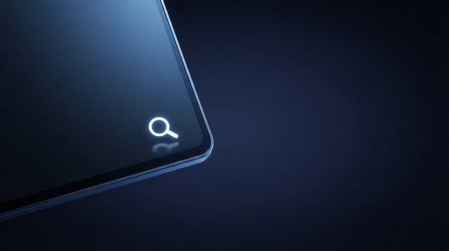 Close up of dark device screen with search icon