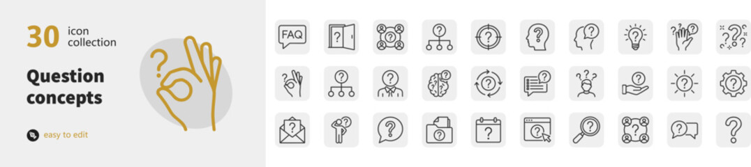 Question concepts vector icon set line art collection illustration with inquiry icon © SREERUP