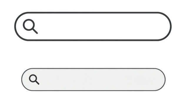 Two simple search bar interface designs with magnifying glass icon on transparent background