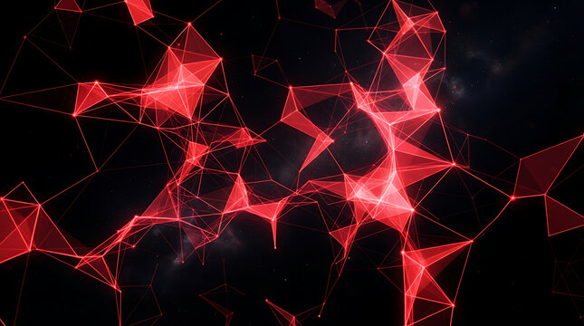 Red glowing neuron network under microscope
