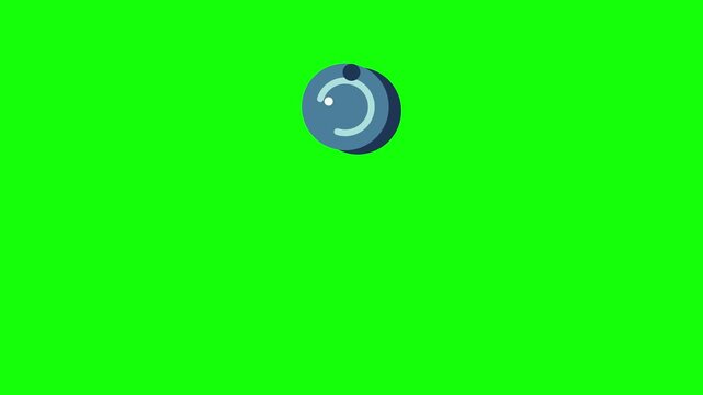 2D vector animation of a blue yo-yo toy hanging on a white string against a solid green screen background, minimalist flat design graphic for video motion graphics projects.