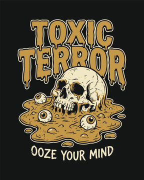 Toxic Terror Skull Halloween Horror Design