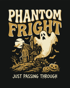 Phantom Fright Ghost Halloween Typography Design