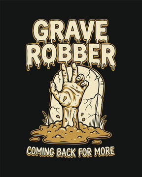 Grave Robber Skeleton Halloween Typography Design
