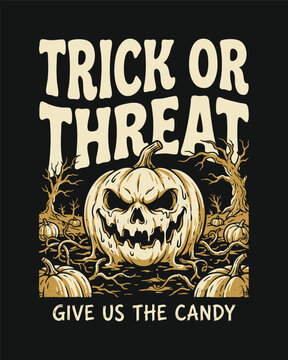 Trick or Treat Pumpkin Halloween Typography Design