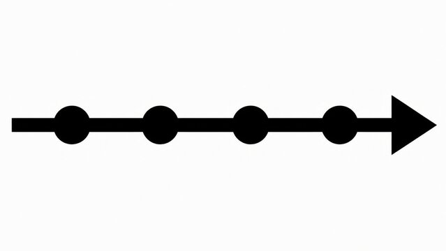 Black horizontal arrow with four circles indicating sequential steps or milestones for progress.