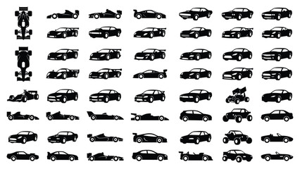 Obraz premium Sports and Racing Cars Silhouette Vector Set