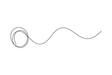 Obraz premium Abstract line continuous one line art depicting a tangled loop and wave curve, featuring an editable stroke.
