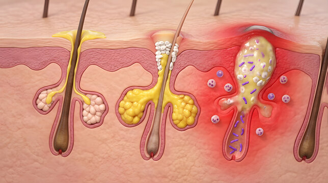 Illustration of Skin Abscesses and Infections on Skin Layers