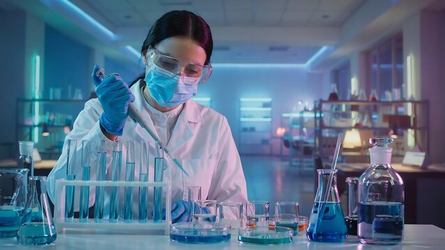 Dedicated scientist conducting vital research in a modern high tech laboratory setting
