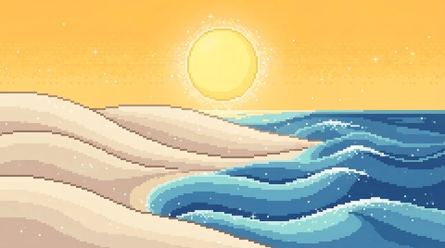 Abstract ocean waves and sunlight forming a hand shape in warm tones