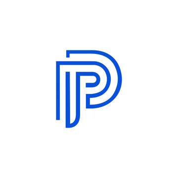 Minimal blue letter P monogram logo made from clean parallel lines, ideal for professional services, technology, finance and personal brands.
