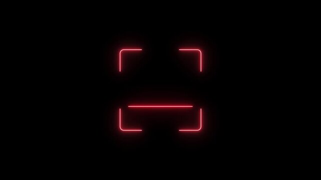 Glowing red digital scanning frames with moving laser lines on a black background for technology