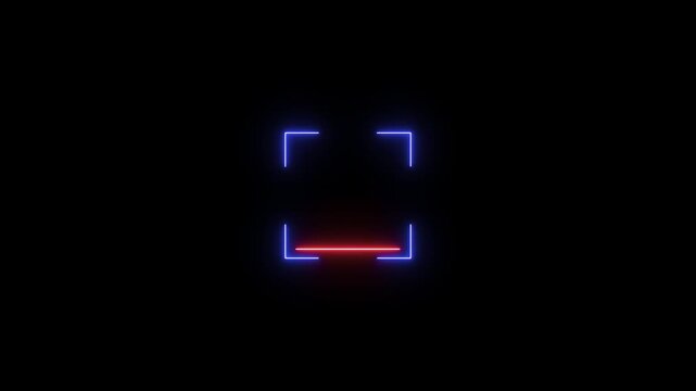 Futuristic HUD neon blue scanner frames with red laser scanning lines on black background