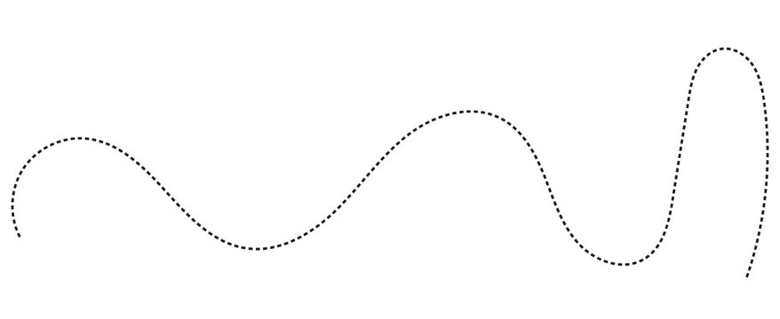 Large collection of hand drawn curve dotted line, spiral dotted line hand drawn, dotted lines path on white background. Path travel dotted line trip dashed trace destination track plan and travelling