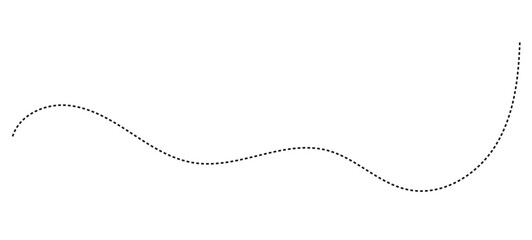 Fototapeta premium Dashed black arrow following a winding path dotted