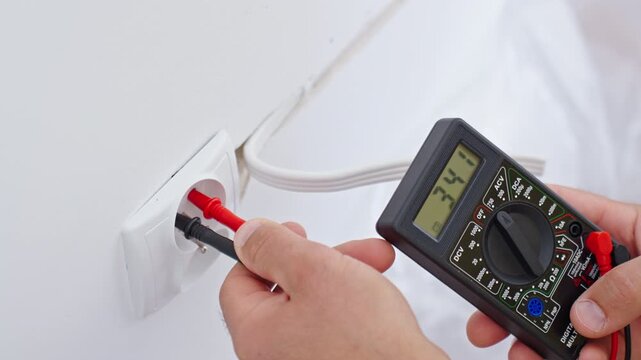 Checking wall outlet voltage with digital multimeter