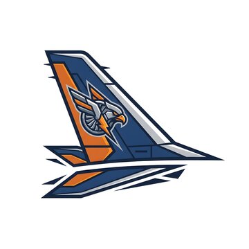 Fighter Jet Tail Fin with Eagle Logo Illustration.