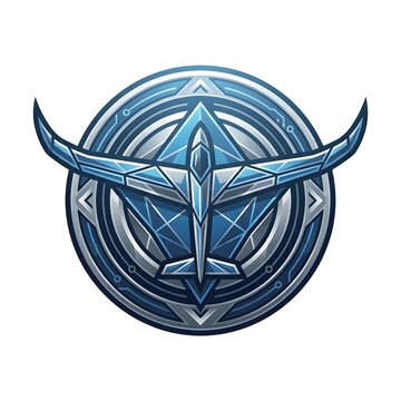 Futuristic Fighter Jet Emblem with Geometric Design.