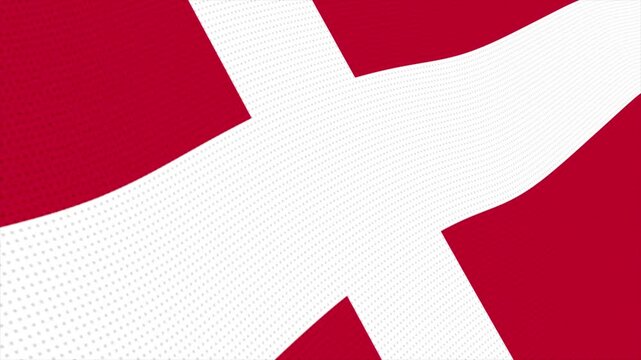 Flag of Denmark waving slowly in the foreground and moving upwards.