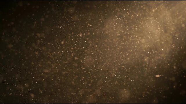 Microscopic Airborne Particles in Bronze Void with Spotlight for Cinematic Dust Effects