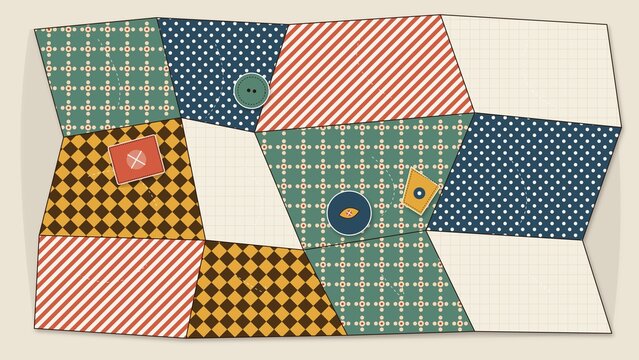 Boho Quilting Patchwork Background with Geometric Shapes