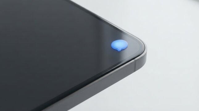 Smartphone corner with small blue chat bubble