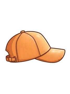 Orange Baseball Cap Side Profile Cartoon Illustration