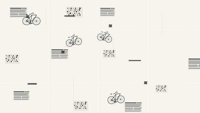 Abstract Bicycles and Typography Pattern Illustration