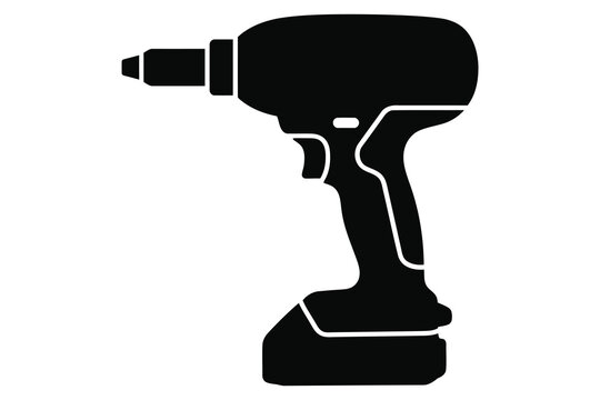 Riveter tool silhouette against white background for industrial construction and repair concepts