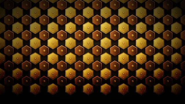 Abstract Geometric Hexagonal Metallic Gold and Bronze Grid Background