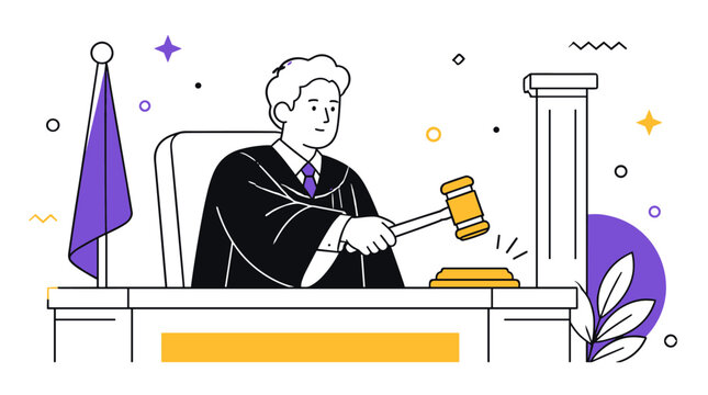 Professional magistrate presiding over a legal hearing in a courtroom setting.