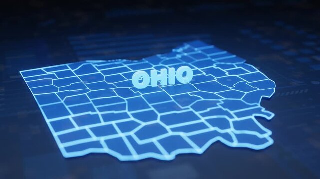 Ohio State Map Geographic Outline