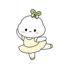 Ballerina character dancing in yellow tutu PNG illustration © Narmi