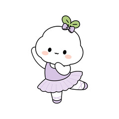 Ballerina character dancing in purple tutu PNG illustration © Narmi