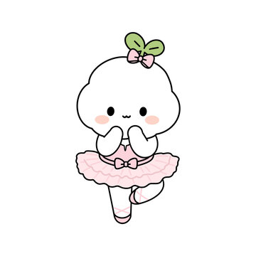 Ballerina character in pink tutu with shy pose PNG illustration