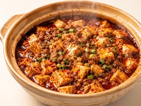 Authentic Chinese Mapo Tofu. For Chinese food, Asian cuisine, restaurant menus, food delivery, Sichuan cuisine, Asian comfort food