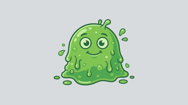 Cute Green Cartoon Monster Character Illustration.