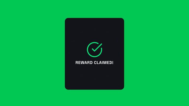 Reward Claim Popup Animation on Green Screen for Game App with Processing State and Success Checkmark