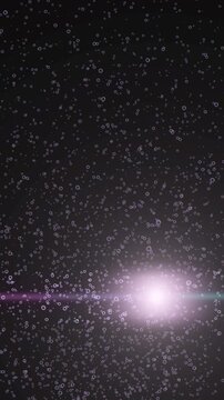 暗い背景に無数の泡と白い光が広がる縦長ビューティー背景動画