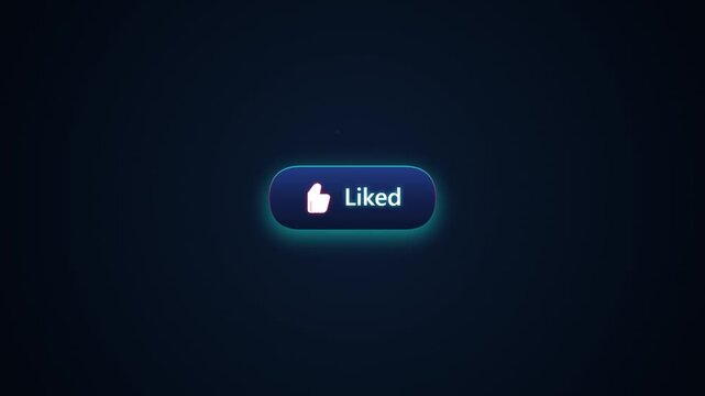 Animated 'Liked' Button Glowing with Subtle Digital Pulse on Dark Background