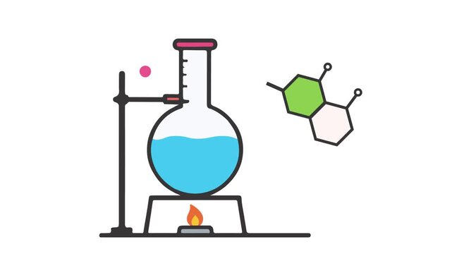 Chemistry Laboratory Glassware and Chemical Structure Vector Illustration