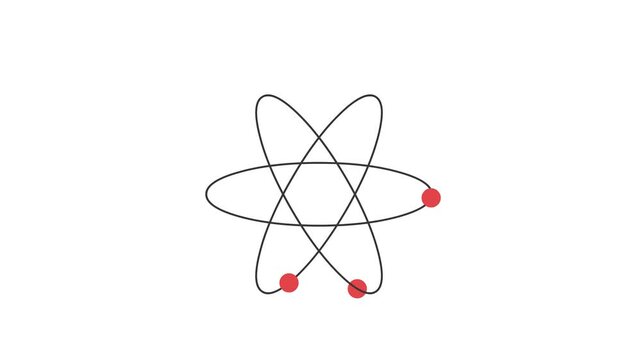 Atomic Structure Illustration with Electron Orbits and Nucleus, Chemistry and Physics Science Icon