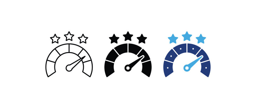 Top performance tachometer icon, maximum efficiency speed gauge symbol, high rating dashboard sign, excellent speedtest metric graphic. Vector illustration