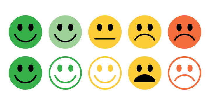 smiley emotion face rating scale icons vector illustration feedback ui